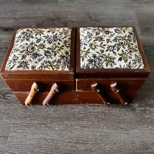 Vintage Wooden Sewing Box